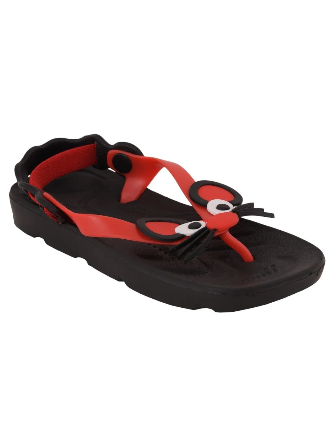 Adorable Mouse Design Sandals for Girls - Black and Red