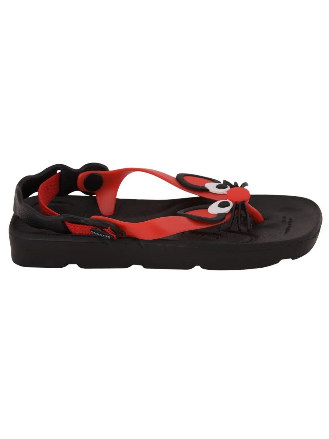 Adorable Mouse Design Sandals for Girls - Black and Red