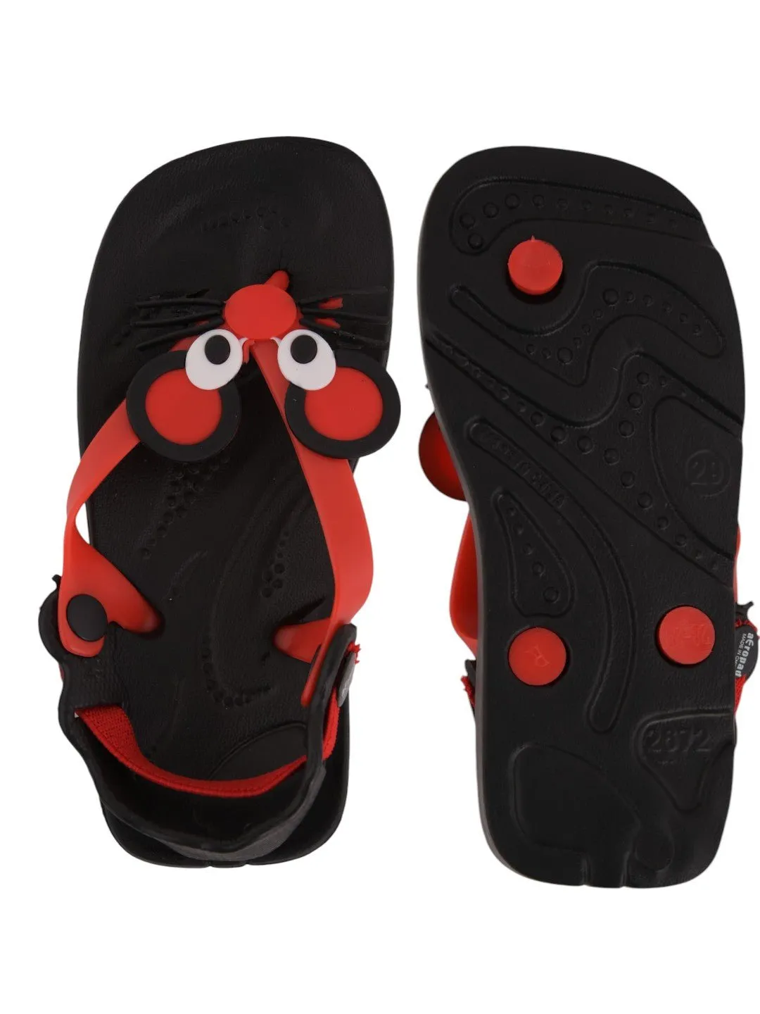 Adorable Mouse Design Sandals for Girls - Black and Red