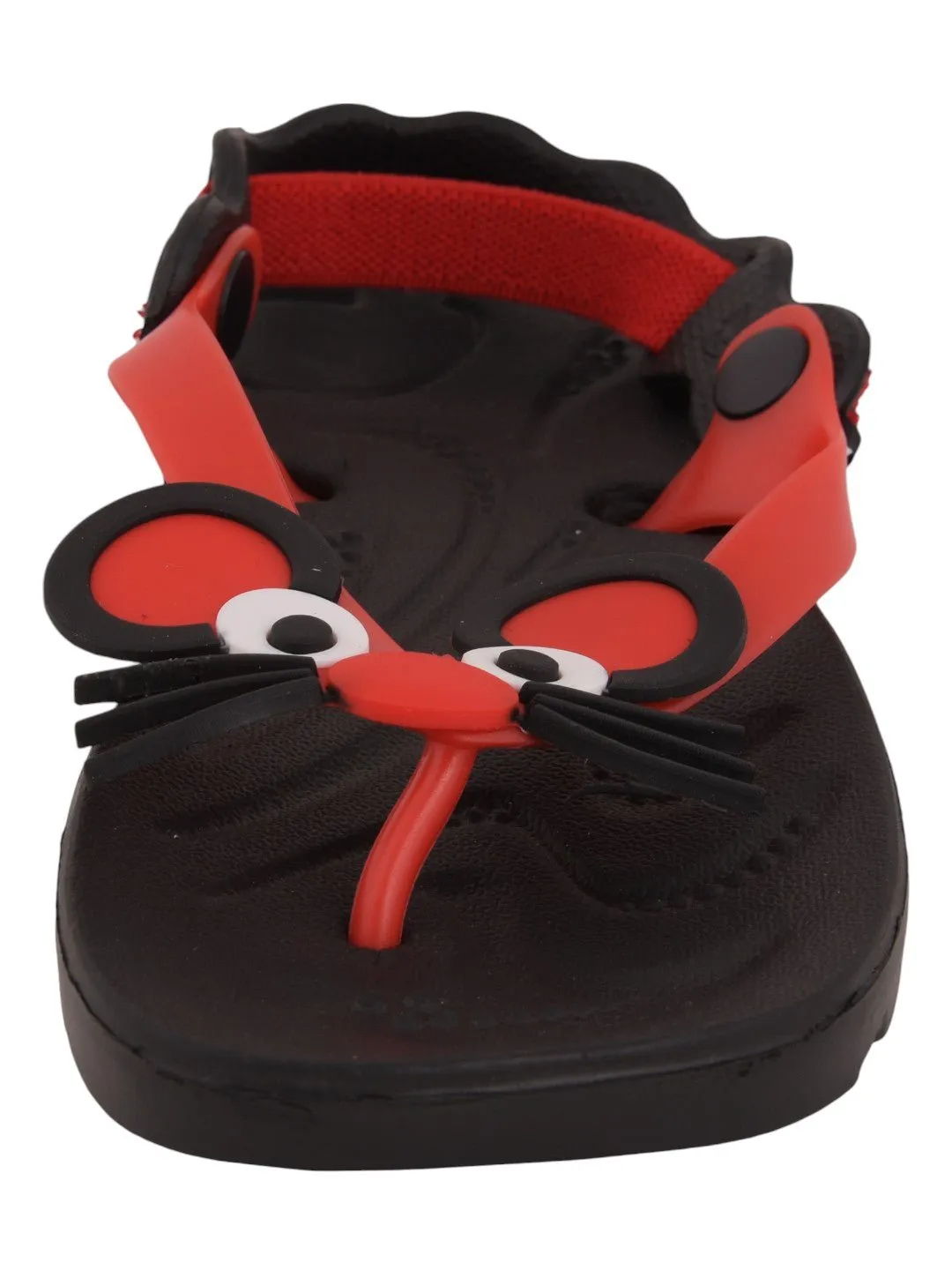 Adorable Mouse Design Sandals for Girls - Black and Red