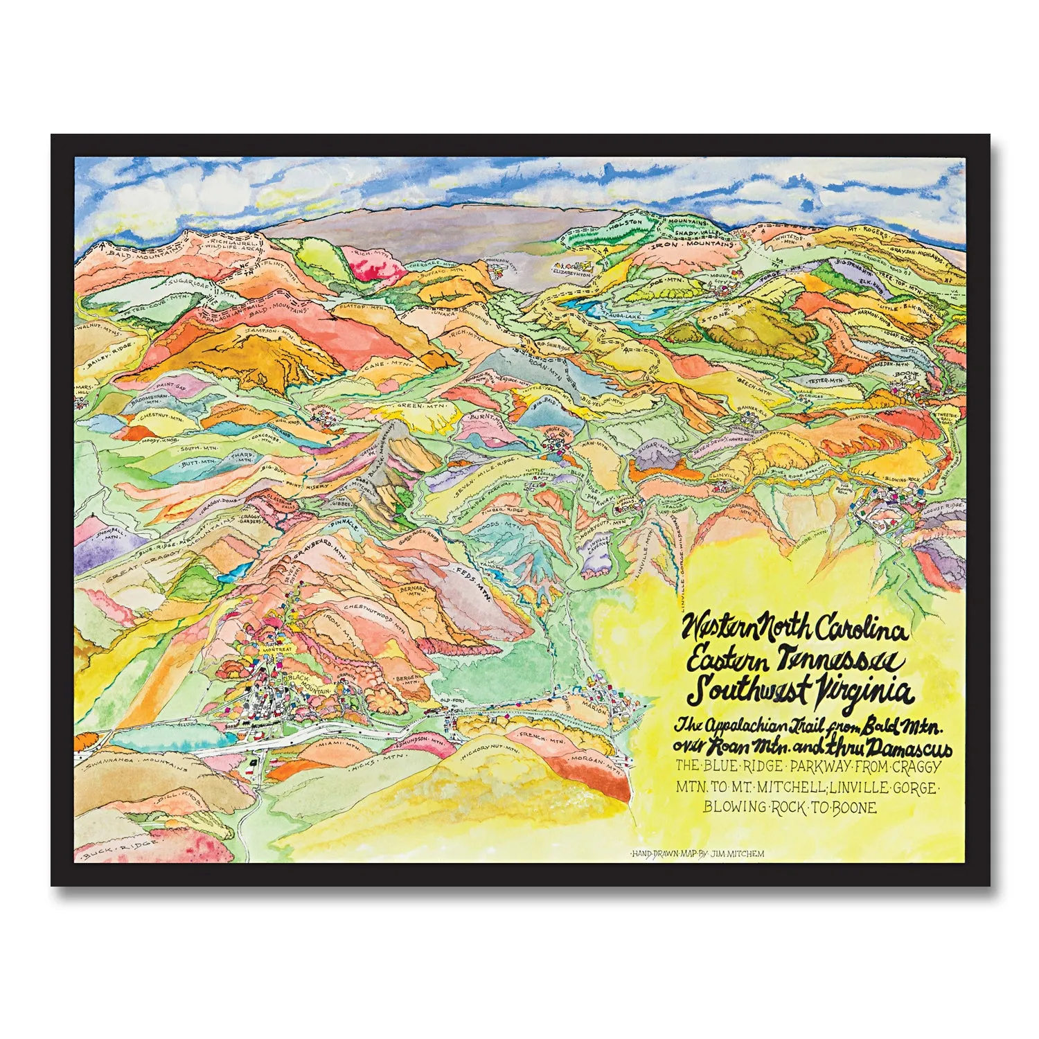Appalachian Trail Through Western North Carolina/Eastern Tennesee Map 16X20