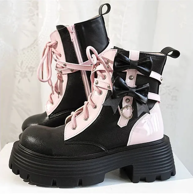 Black Night Knight Style Lolita Martin Boots