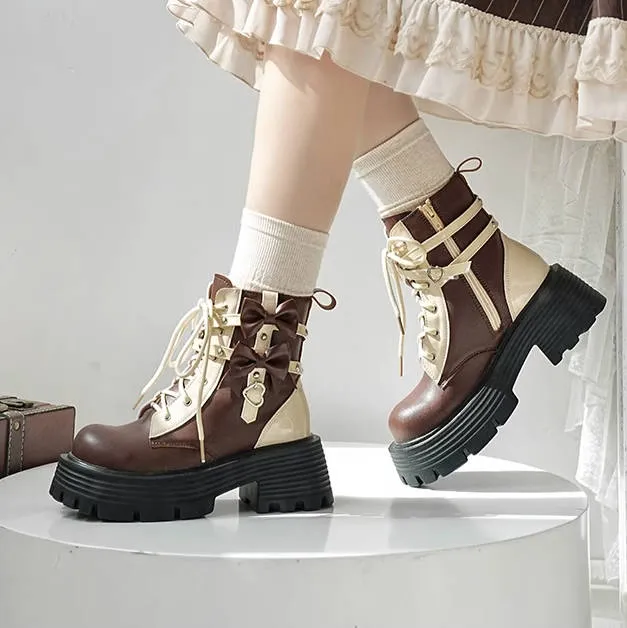 Black Night Knight Style Lolita Martin Boots