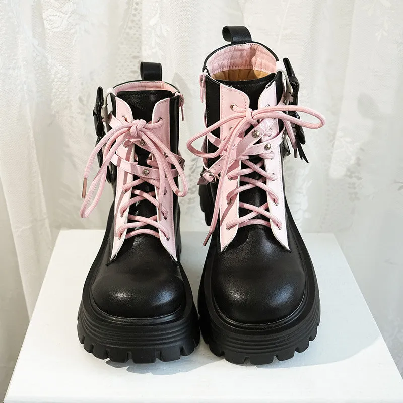 Black Night Knight Style Lolita Martin Boots