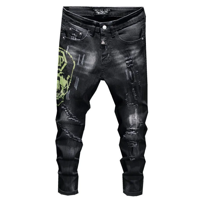Cat Whiskers Newest Men's Jeans Mid Waisted Pencil Pants