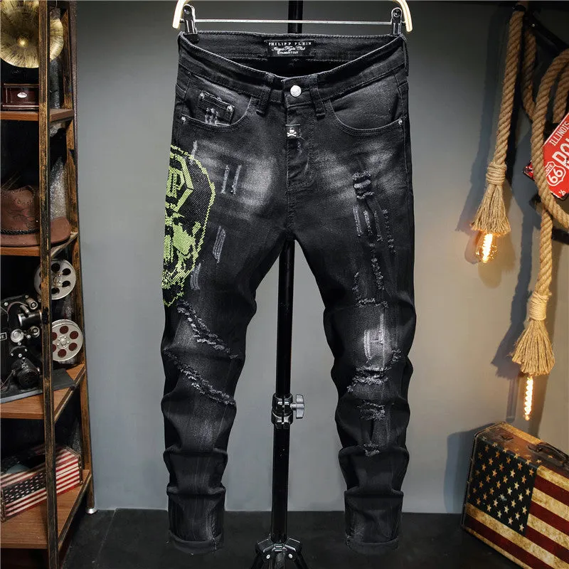 Cat Whiskers Newest Men's Jeans Mid Waisted Pencil Pants