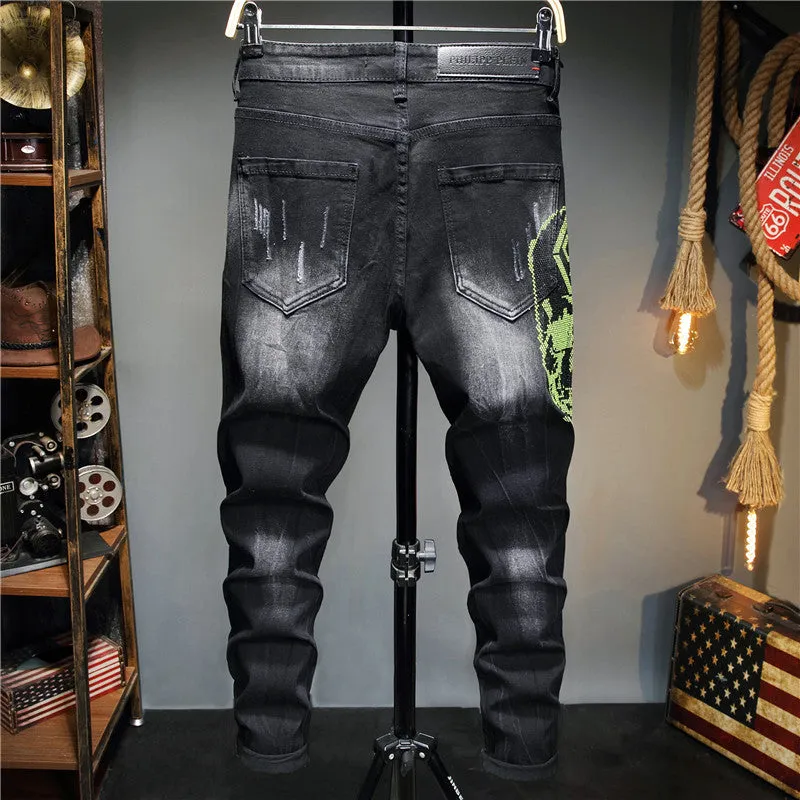 Cat Whiskers Newest Men's Jeans Mid Waisted Pencil Pants