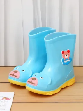 Cheerful Blue Bear Themed  Rain Boots For Boys