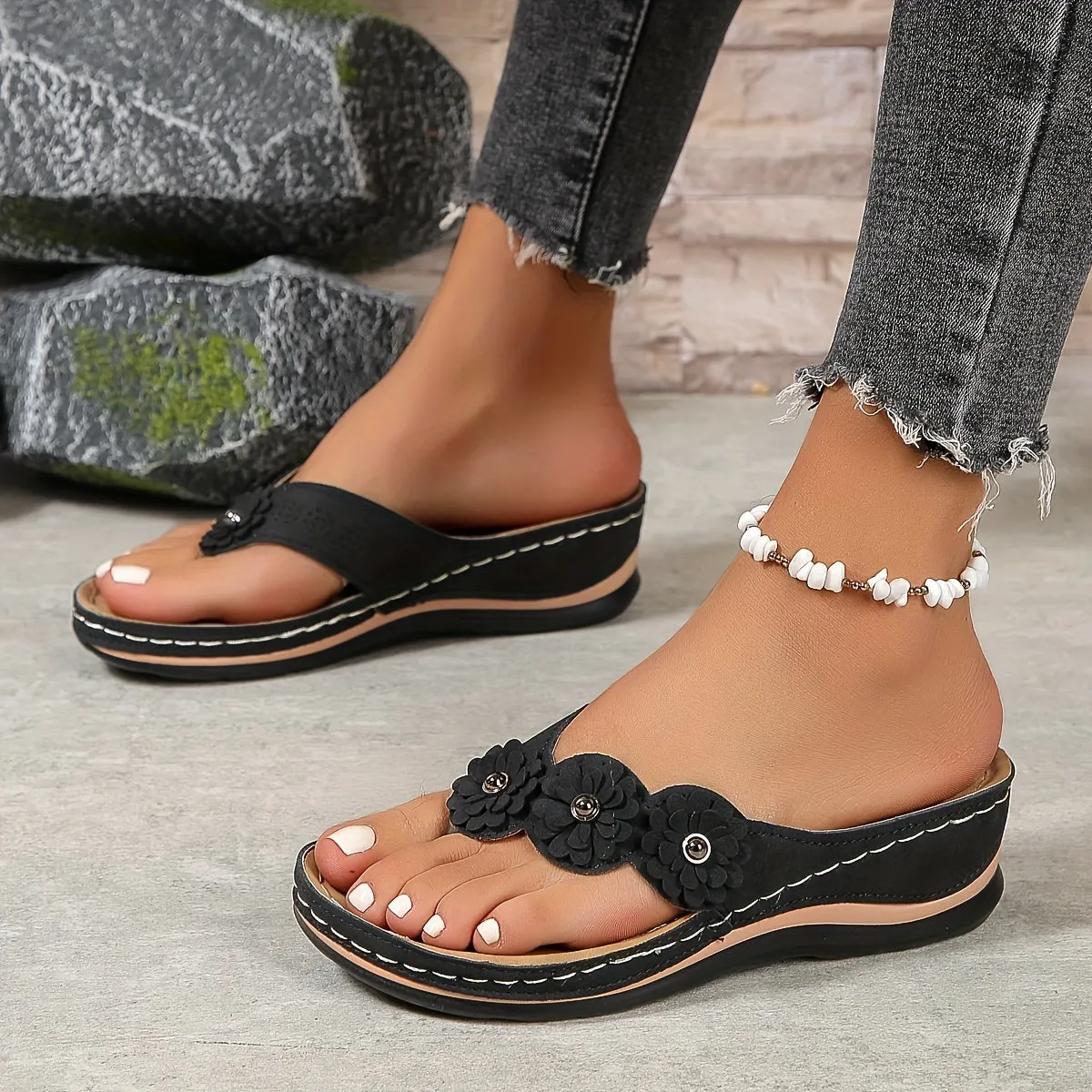 Chonna Wedge Thong Sandals for Women