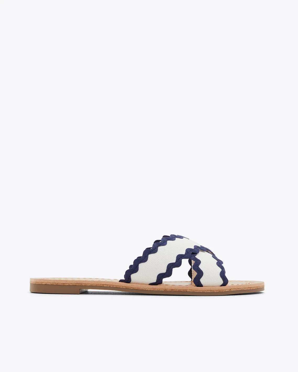 Colorblock Piper Flat Sandals in Magnolia White