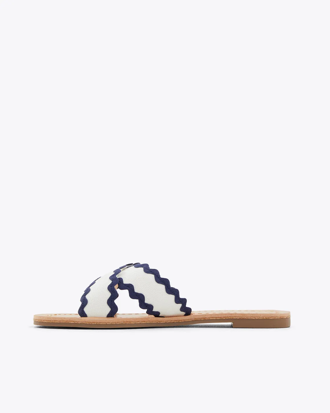 Colorblock Piper Flat Sandals in Magnolia White