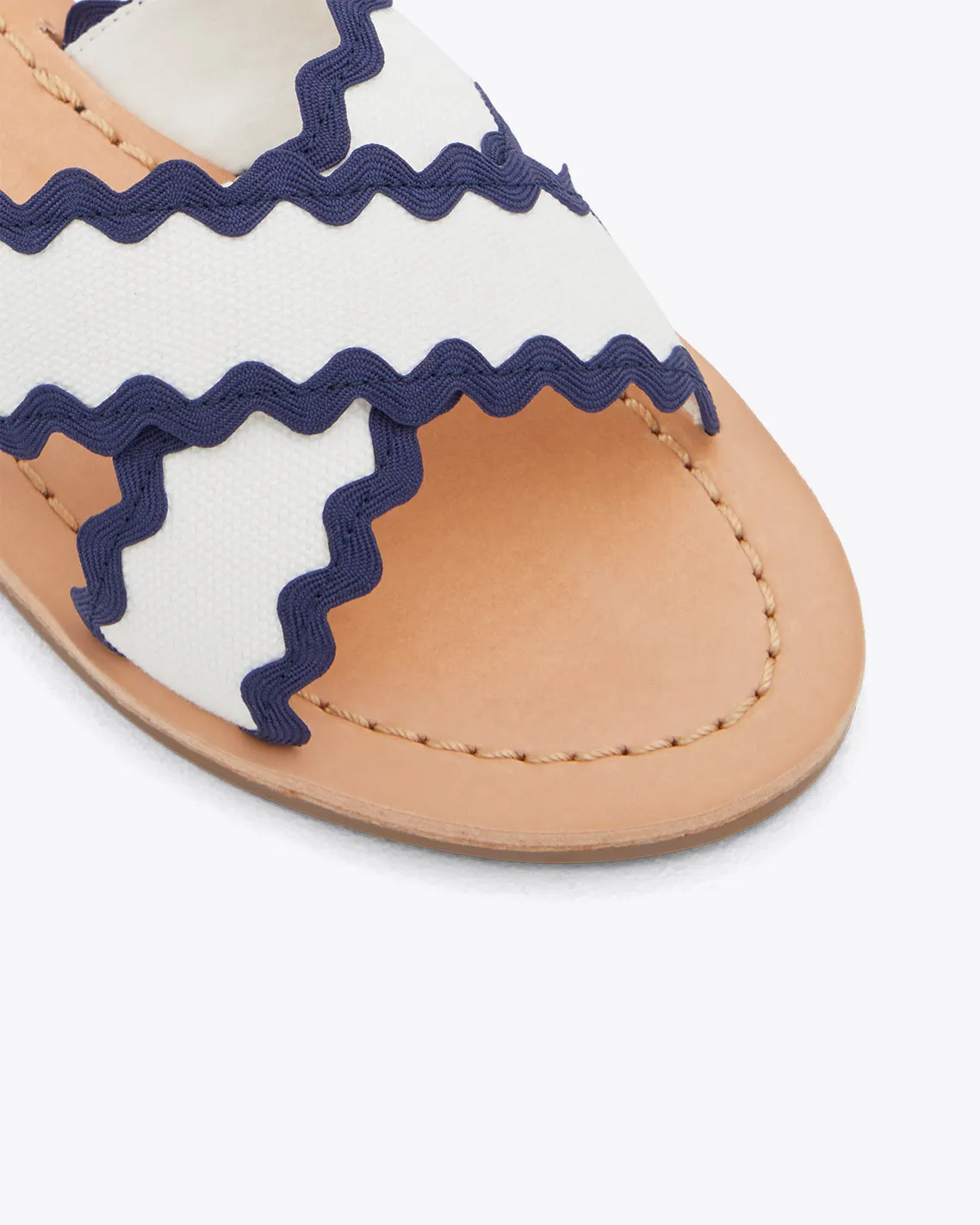 Colorblock Piper Flat Sandals in Magnolia White