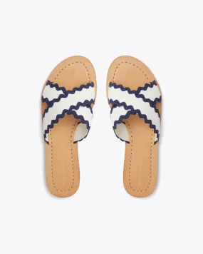 Colorblock Piper Flat Sandals in Magnolia White