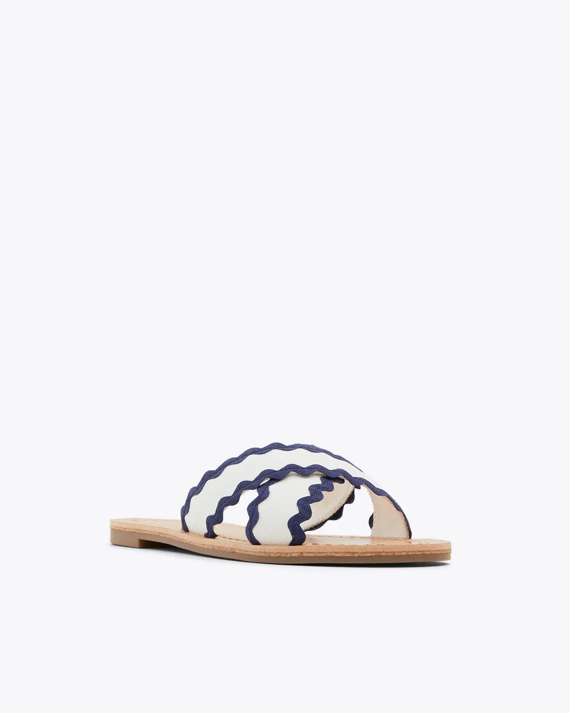Colorblock Piper Flat Sandals in Magnolia White