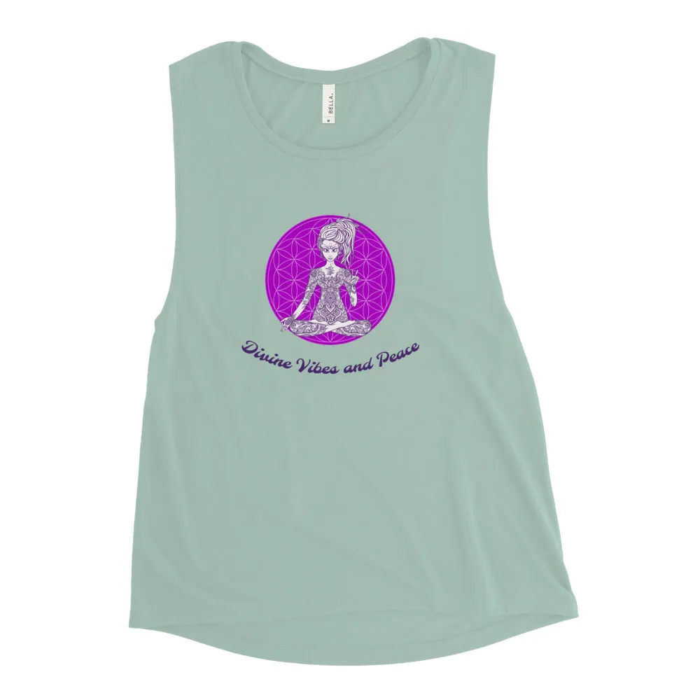 Divine Vibes and Peace Ladies Muscle Tank by Goddess Swag