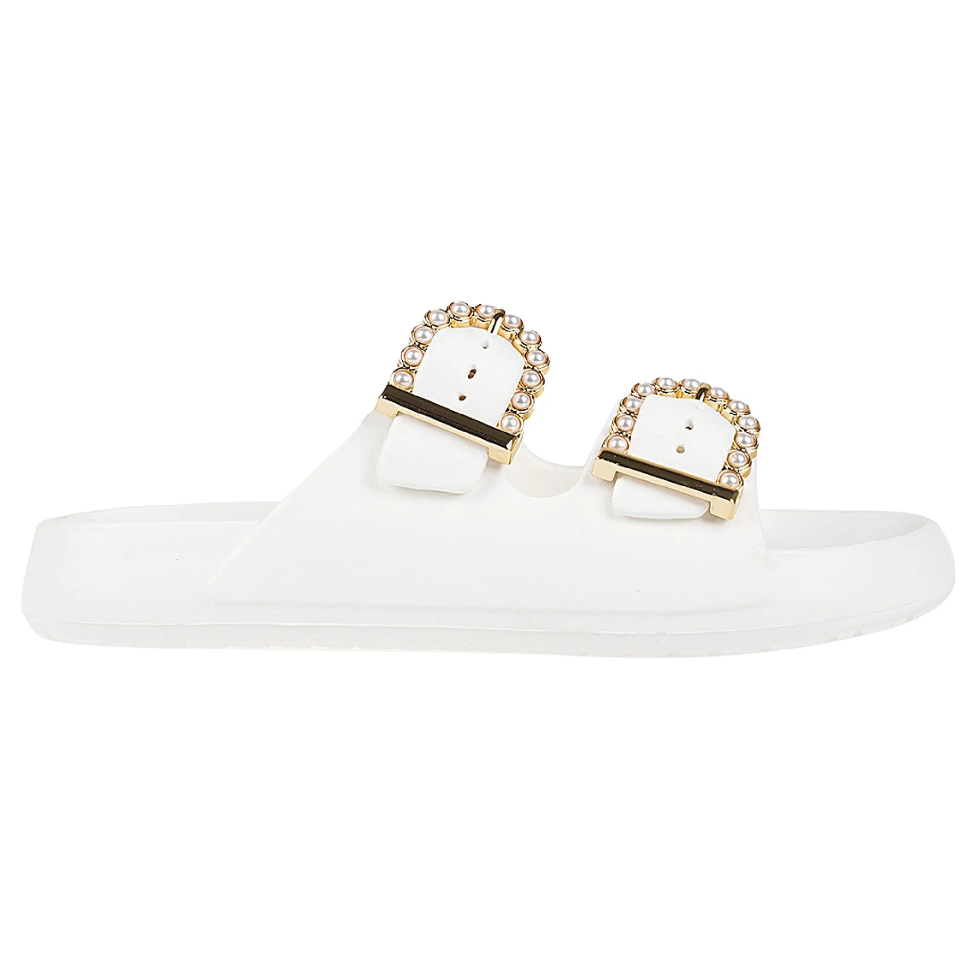 Foamwalk Womens' Sandals - Comfortable Double Buckle Beach Slides, Everyday Women's Slide Sandals