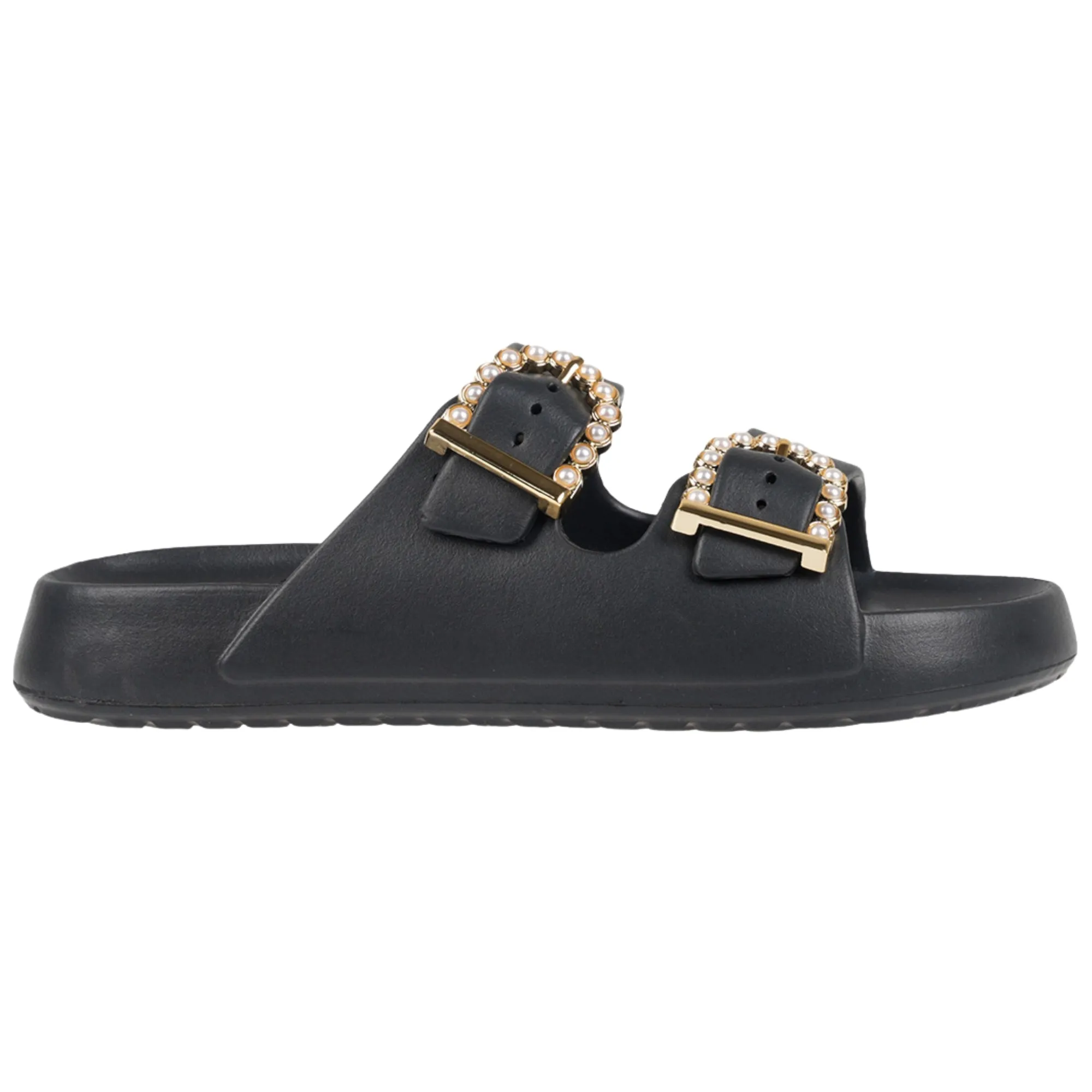 Foamwalk Womens' Sandals - Comfortable Double Buckle Beach Slides, Everyday Women's Slide Sandals