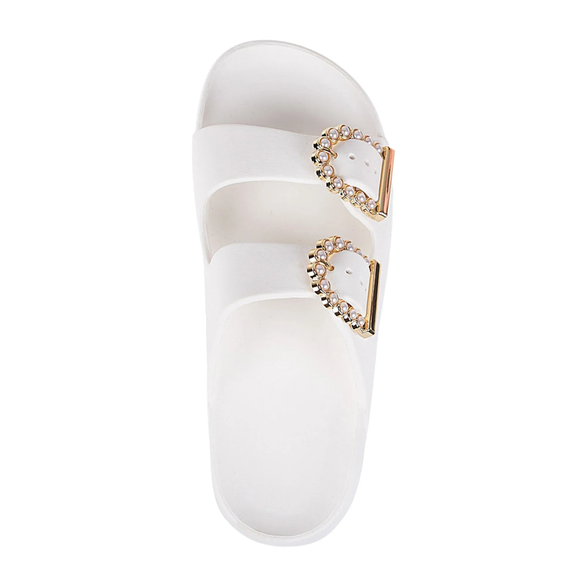 Foamwalk Womens' Sandals - Comfortable Double Buckle Beach Slides, Everyday Women's Slide Sandals