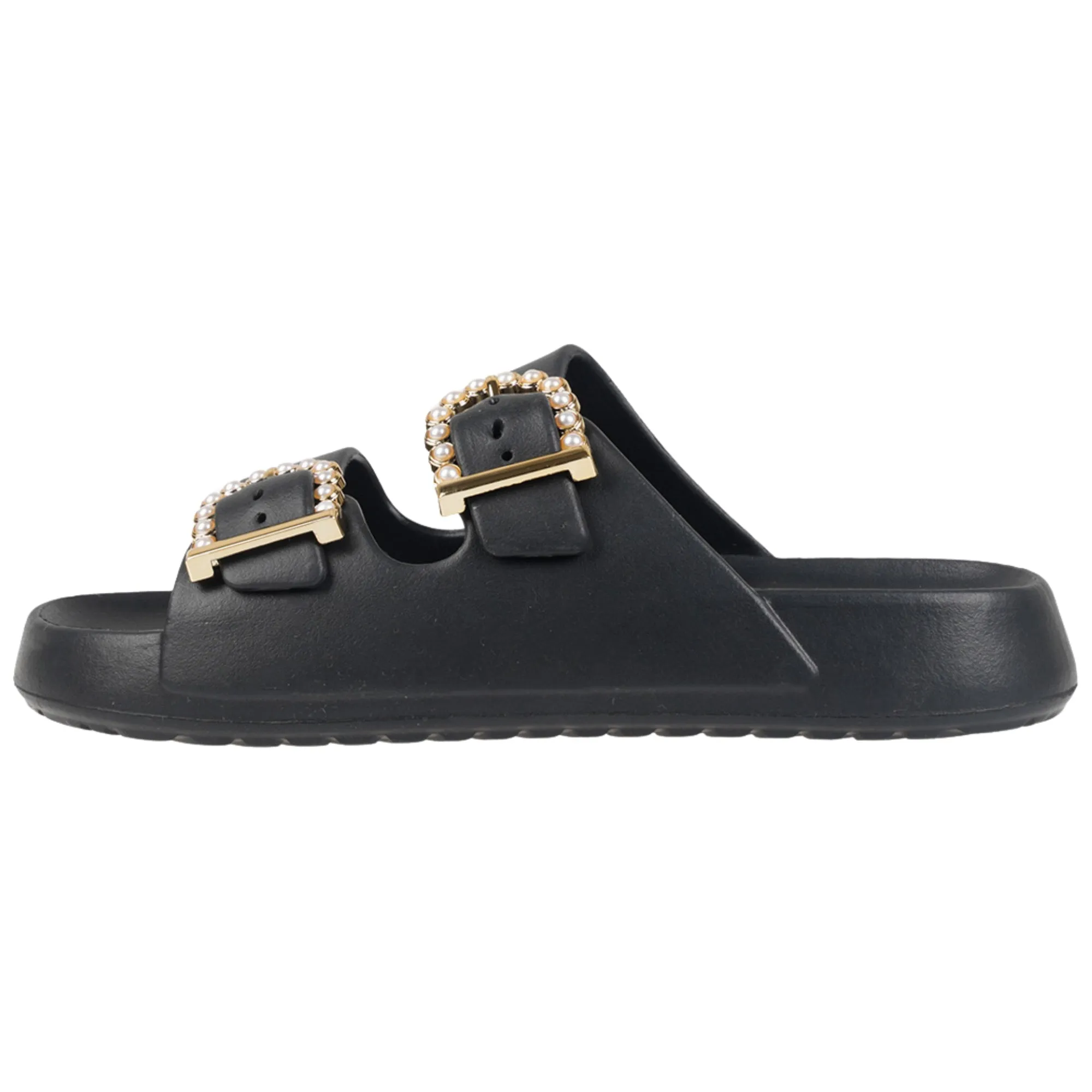 Foamwalk Womens' Sandals - Comfortable Double Buckle Beach Slides, Everyday Women's Slide Sandals