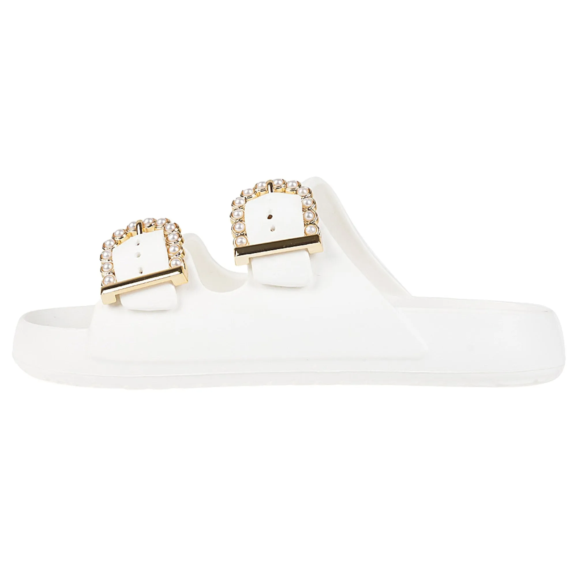Foamwalk Womens' Sandals - Comfortable Double Buckle Beach Slides, Everyday Women's Slide Sandals