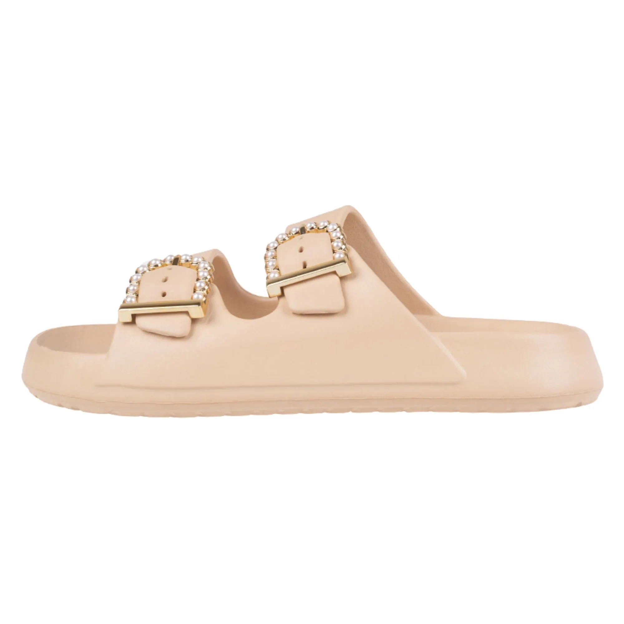 Foamwalk Womens' Sandals - Comfortable Double Buckle Beach Slides, Everyday Women's Slide Sandals