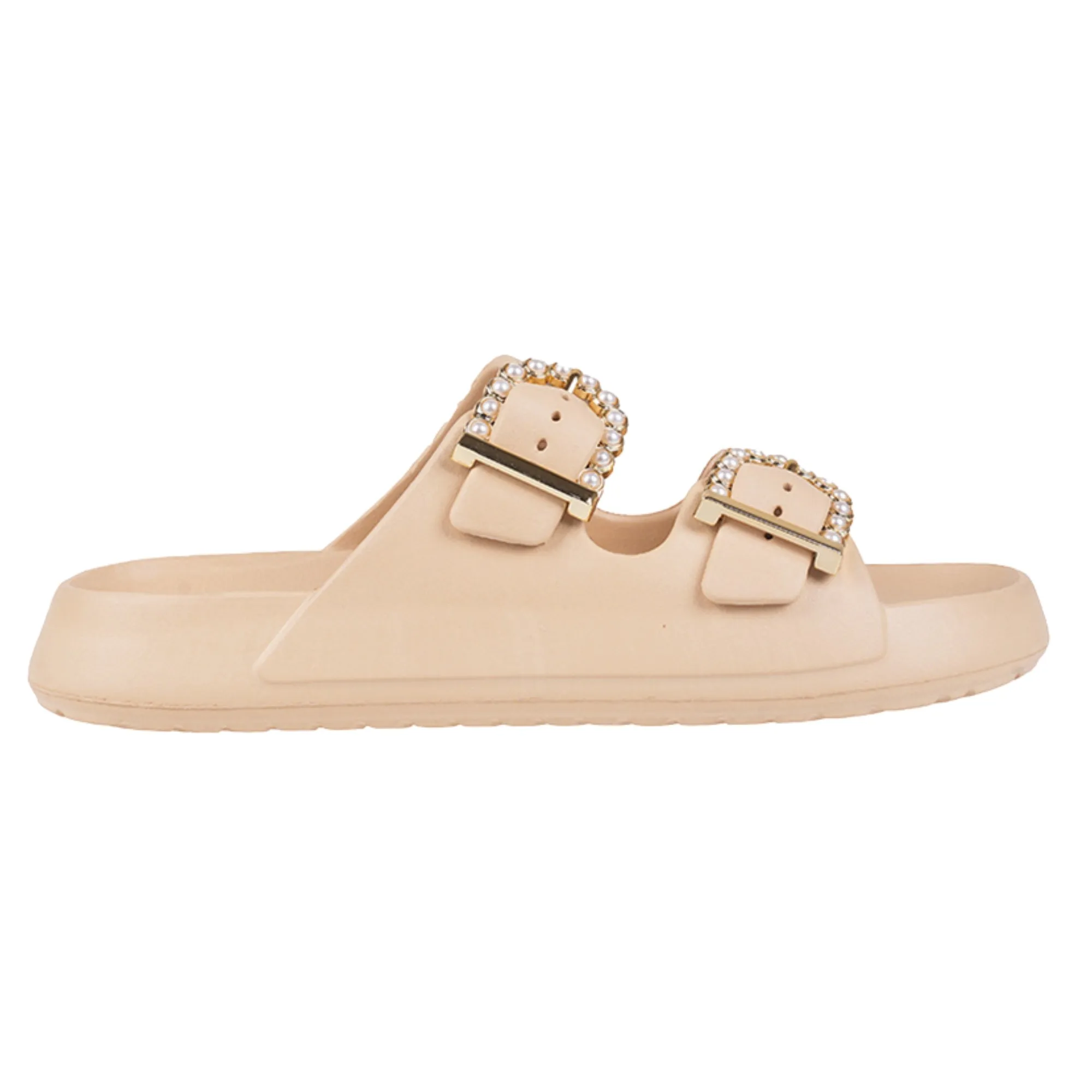 Foamwalk Womens' Sandals - Comfortable Double Buckle Beach Slides, Everyday Women's Slide Sandals
