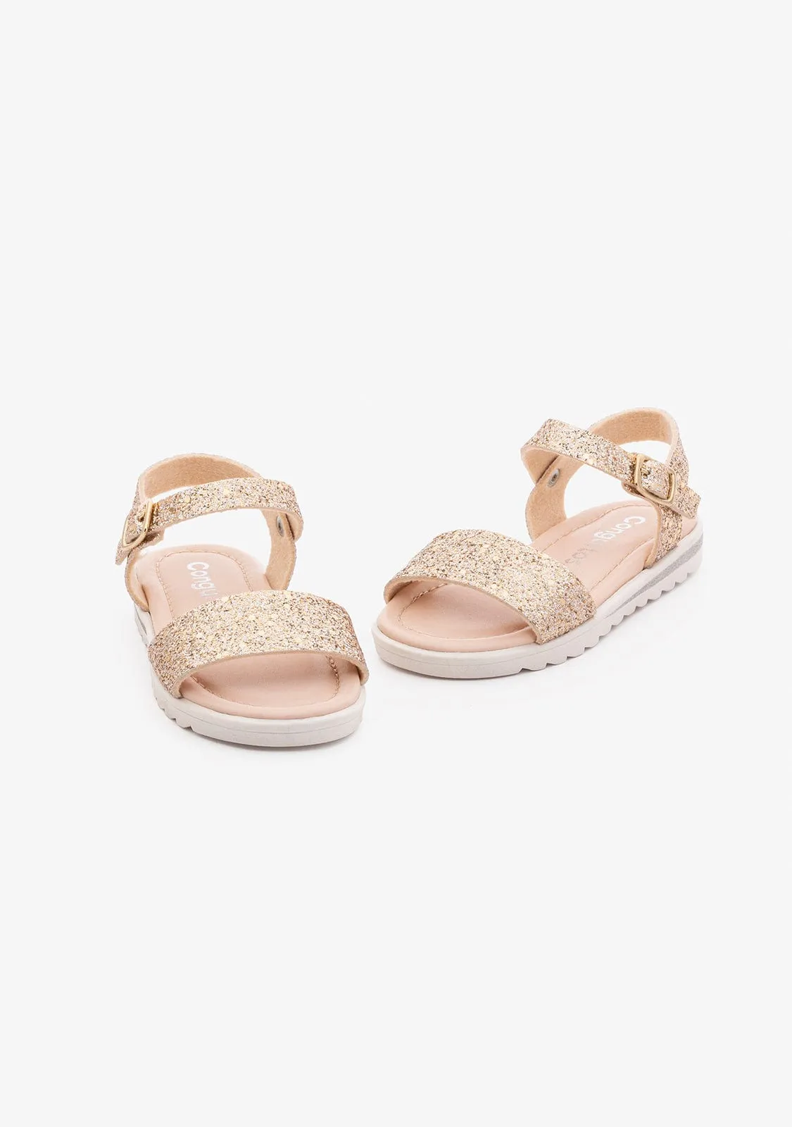 Girl's Glitter Platinum Sandals