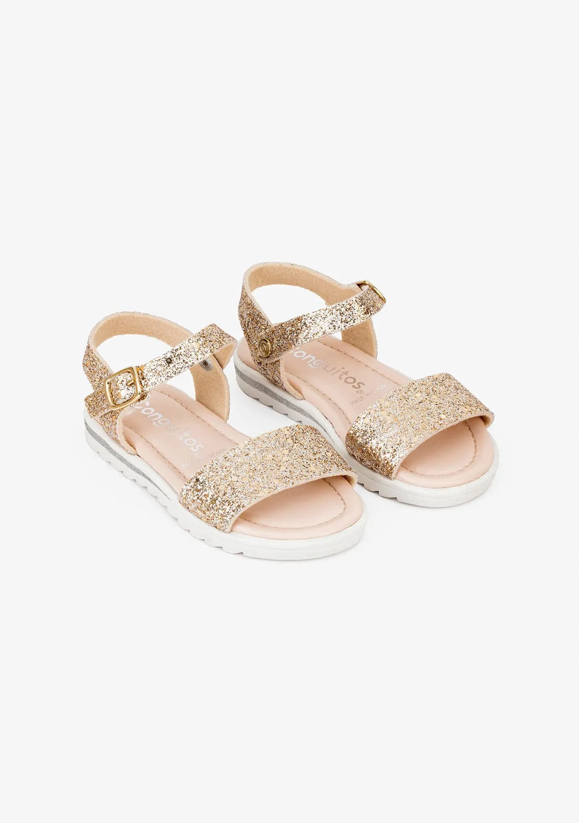 Girl's Glitter Platinum Sandals