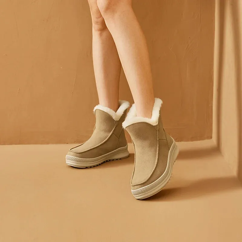 GIULIA™ WARM WOOL FUR ANKLE SNOW BOOTS