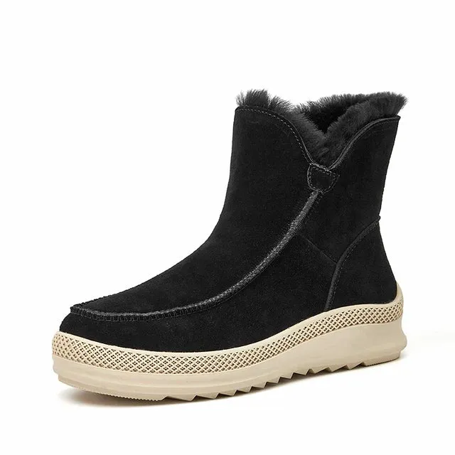 GIULIA™ WARM WOOL FUR ANKLE SNOW BOOTS
