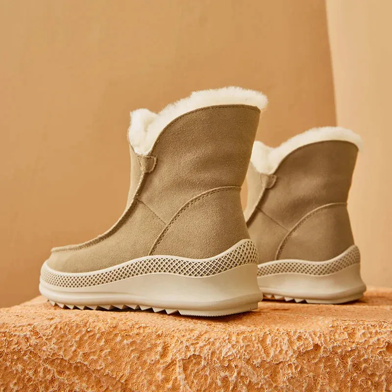 GIULIA™ WARM WOOL FUR ANKLE SNOW BOOTS