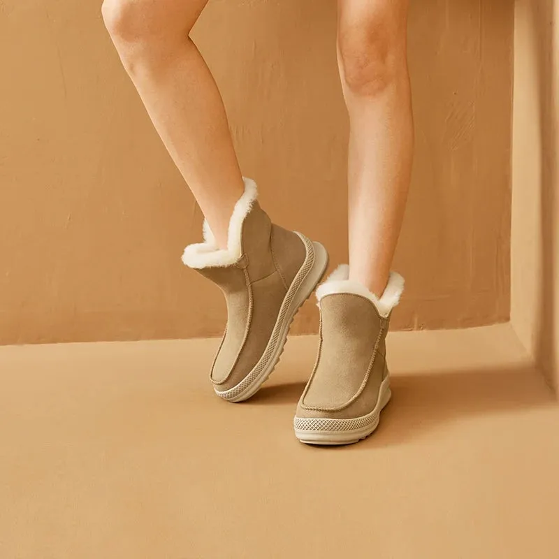 GIULIA™ WARM WOOL FUR ANKLE SNOW BOOTS