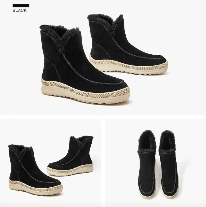 GIULIA™ WARM WOOL FUR ANKLE SNOW BOOTS