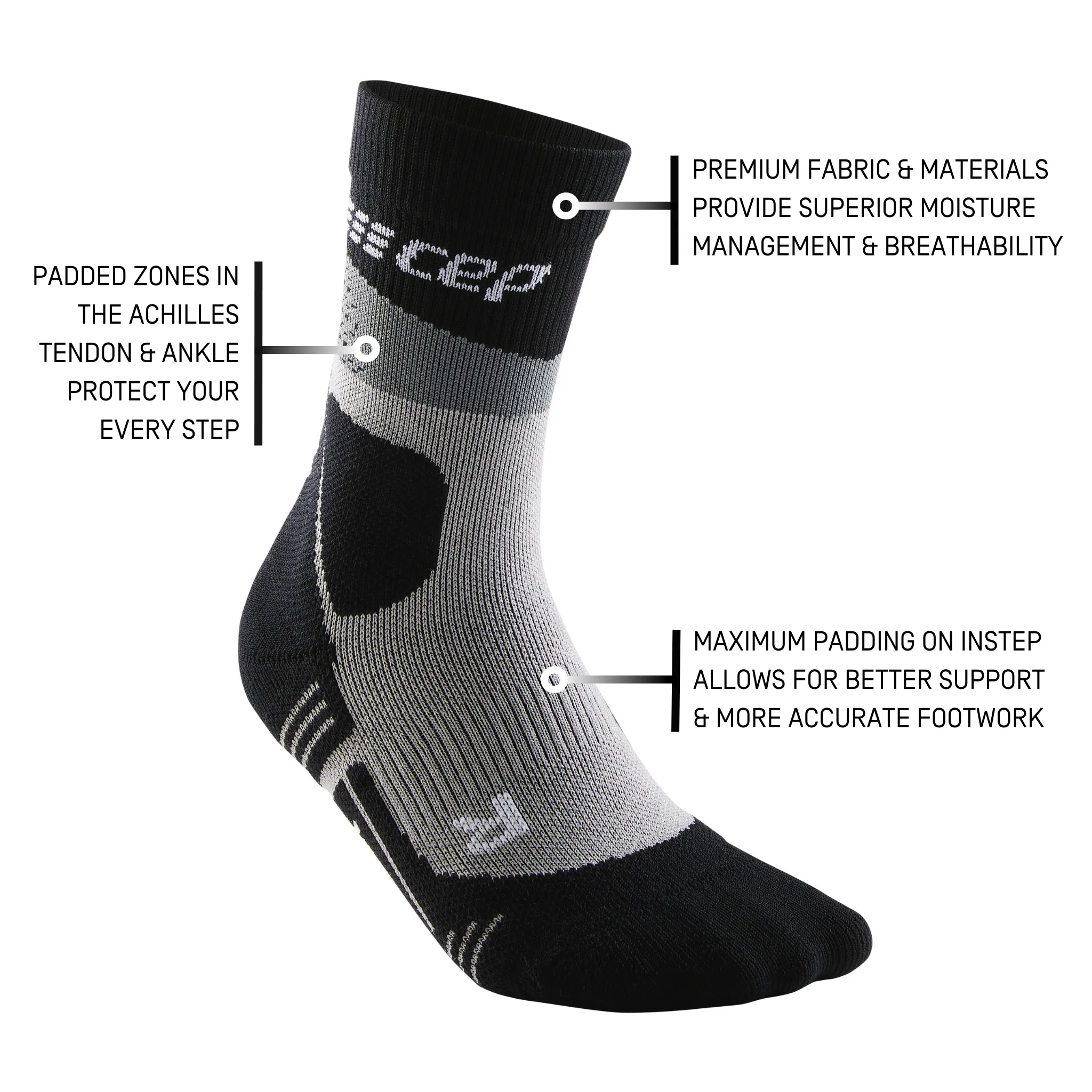 Hiking Max Cushion Mid Cut Compression Socks, Men