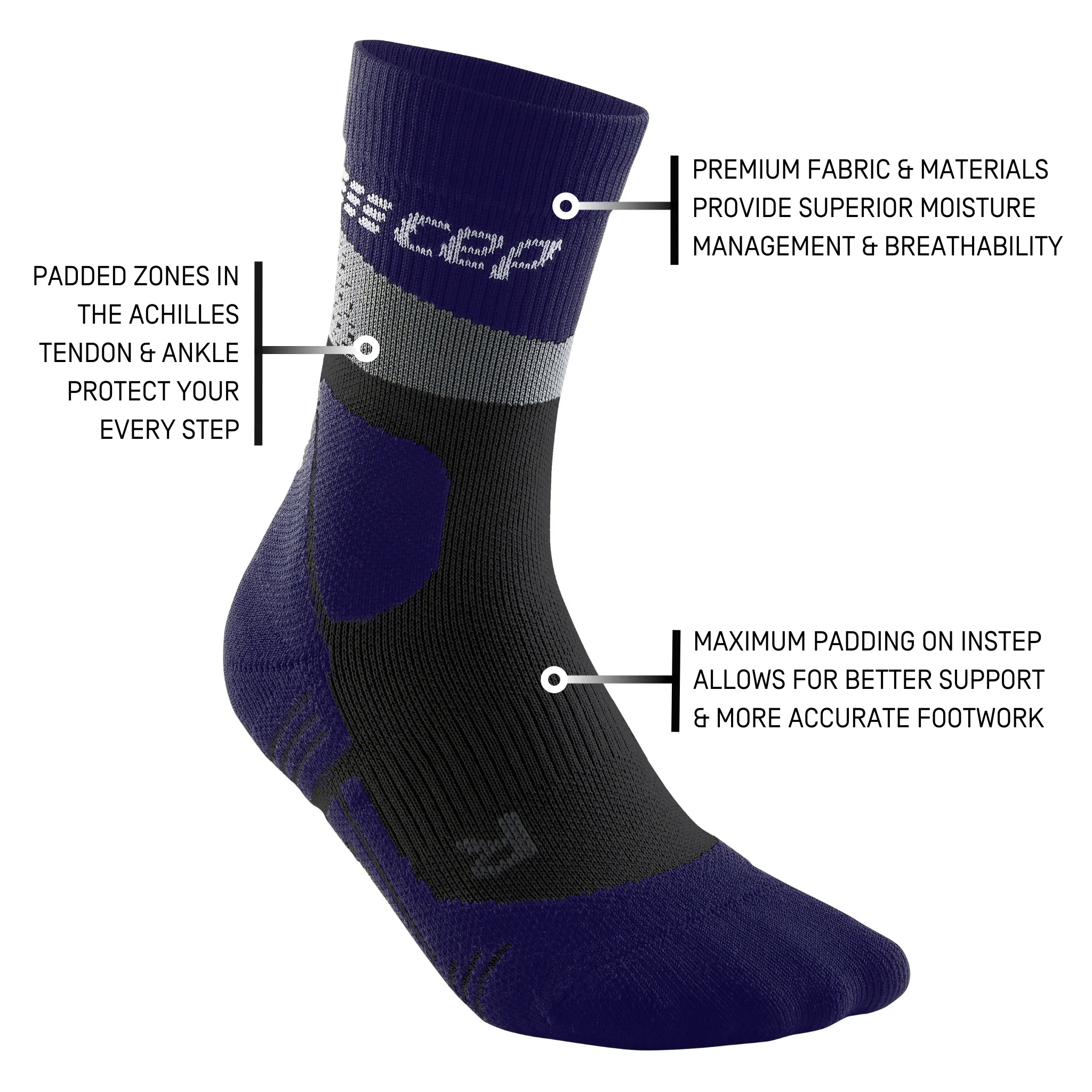 Hiking Max Cushion Mid Cut Compression Socks, Men