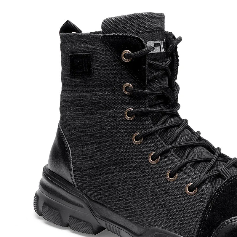 Men's High Top Steel Toe Safety Work Boots - Army Combat & Desert Hiking Shoes