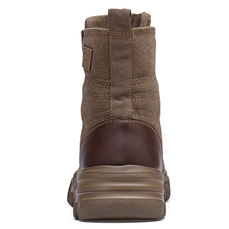 Men's High Top Steel Toe Safety Work Boots - Army Combat & Desert Hiking Shoes