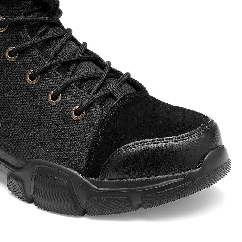 Men's High Top Steel Toe Safety Work Boots - Army Combat & Desert Hiking Shoes