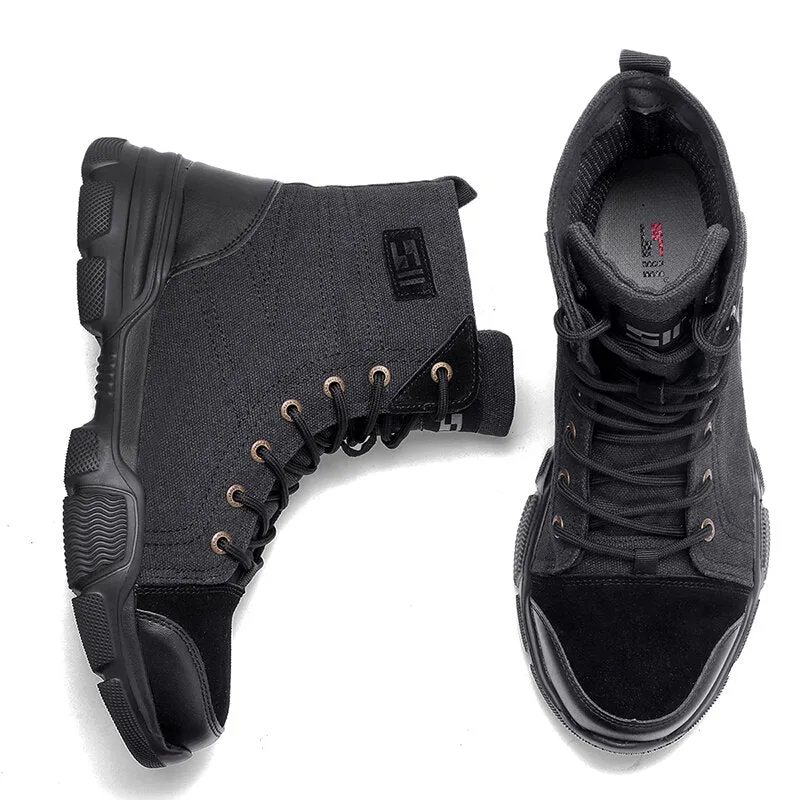 Men's High Top Steel Toe Safety Work Boots - Army Combat & Desert Hiking Shoes