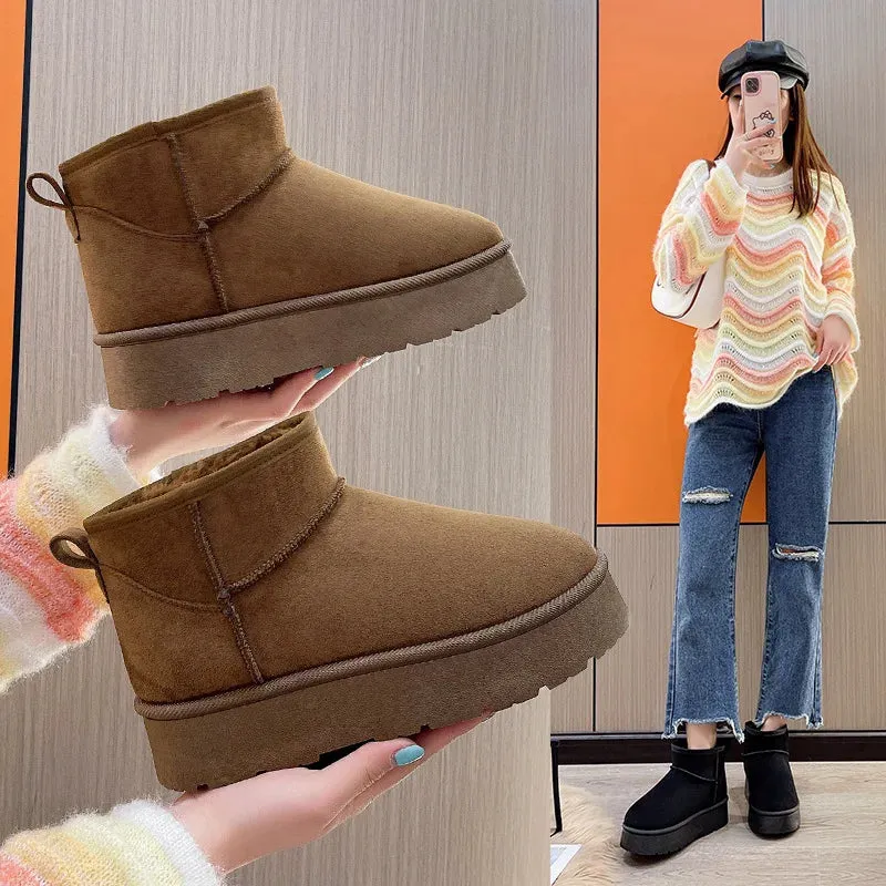 New in Fur Snow Boots for Women's Winter footwear Thick-soled booties Girls Heightening Warm Botas mujer Platform Ankle Boots