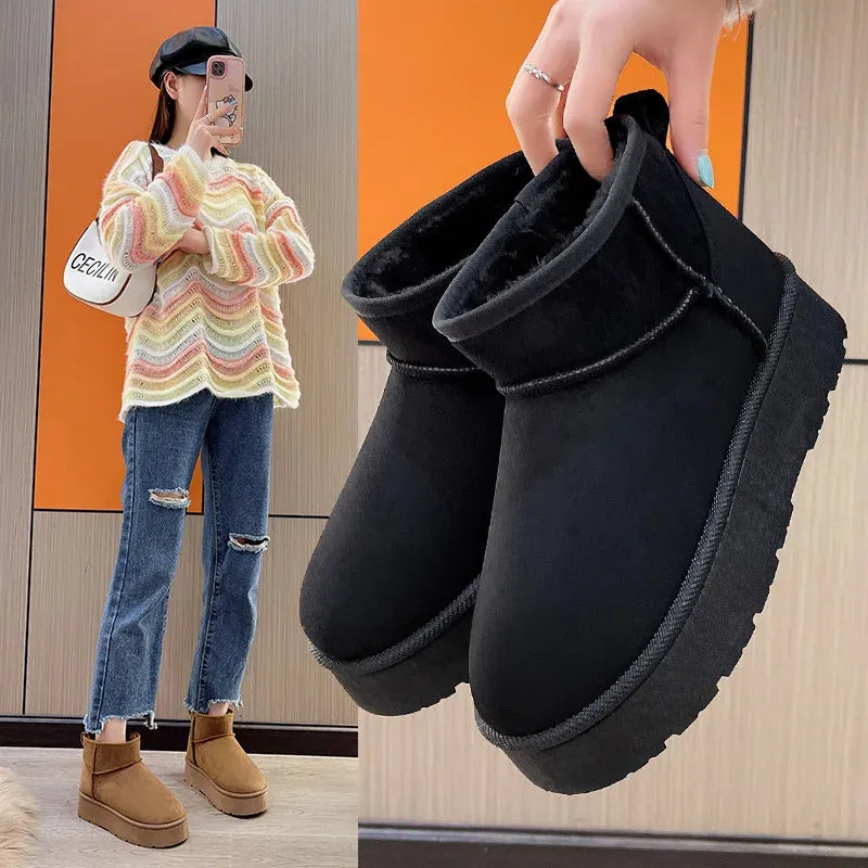 New in Fur Snow Boots for Women's Winter footwear Thick-soled booties Girls Heightening Warm Botas mujer Platform Ankle Boots
