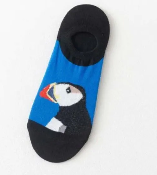 SF1248 Blue Black Bird Low Cut Socks