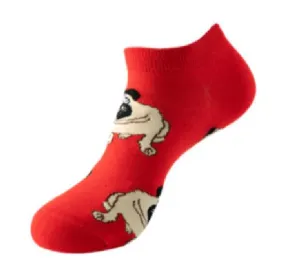 SF404 Red Puppy Dog Low Cut Socks