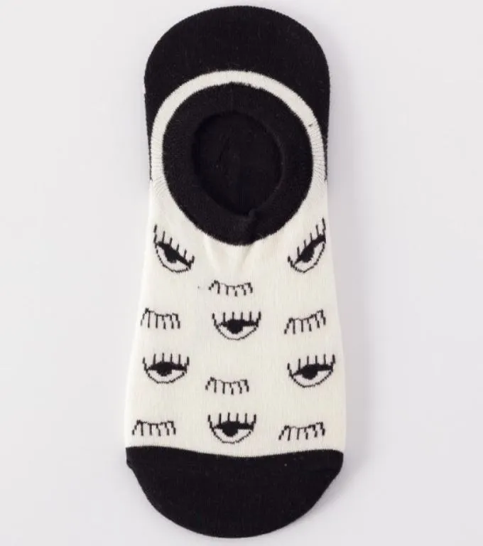 SF405 Black & White Eye Low Cut Socks