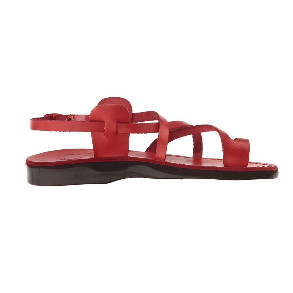 The Good Shepherd Buckle - Leather Toe Loop Sandal | Red