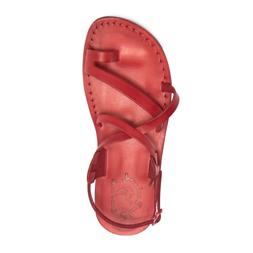 The Good Shepherd Buckle - Leather Toe Loop Sandal | Red