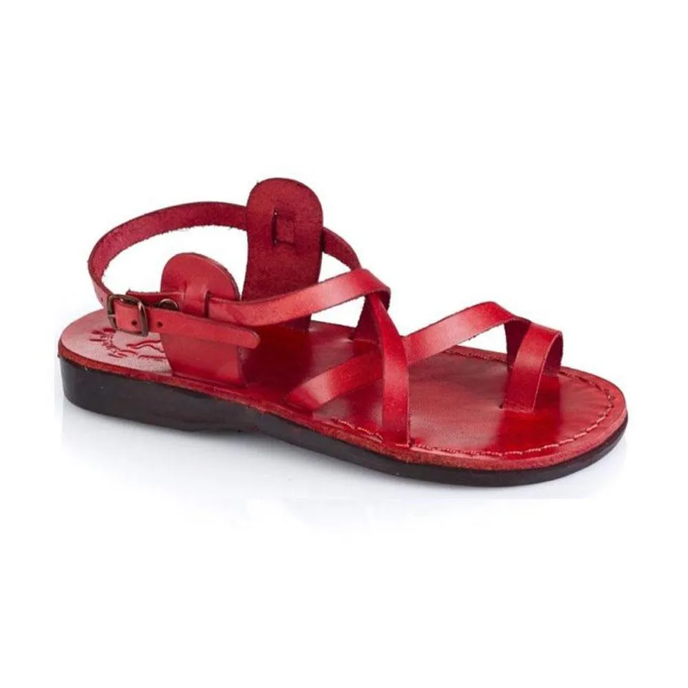 The Good Shepherd Buckle - Leather Toe Loop Sandal | Red
