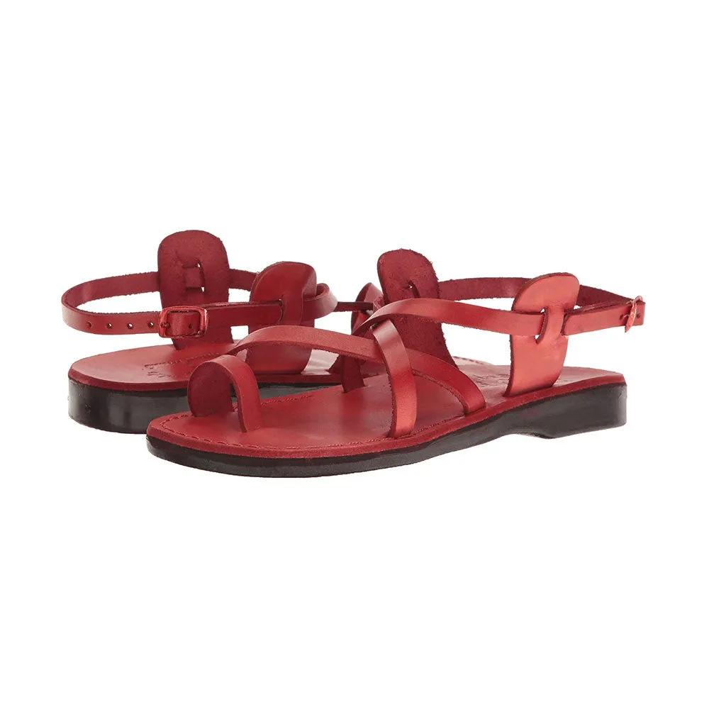 The Good Shepherd Buckle - Leather Toe Loop Sandal | Red