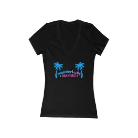 wanderLuSt ADVENTURES Women's Jersey Short Sleeve Deep V-Neck Tee