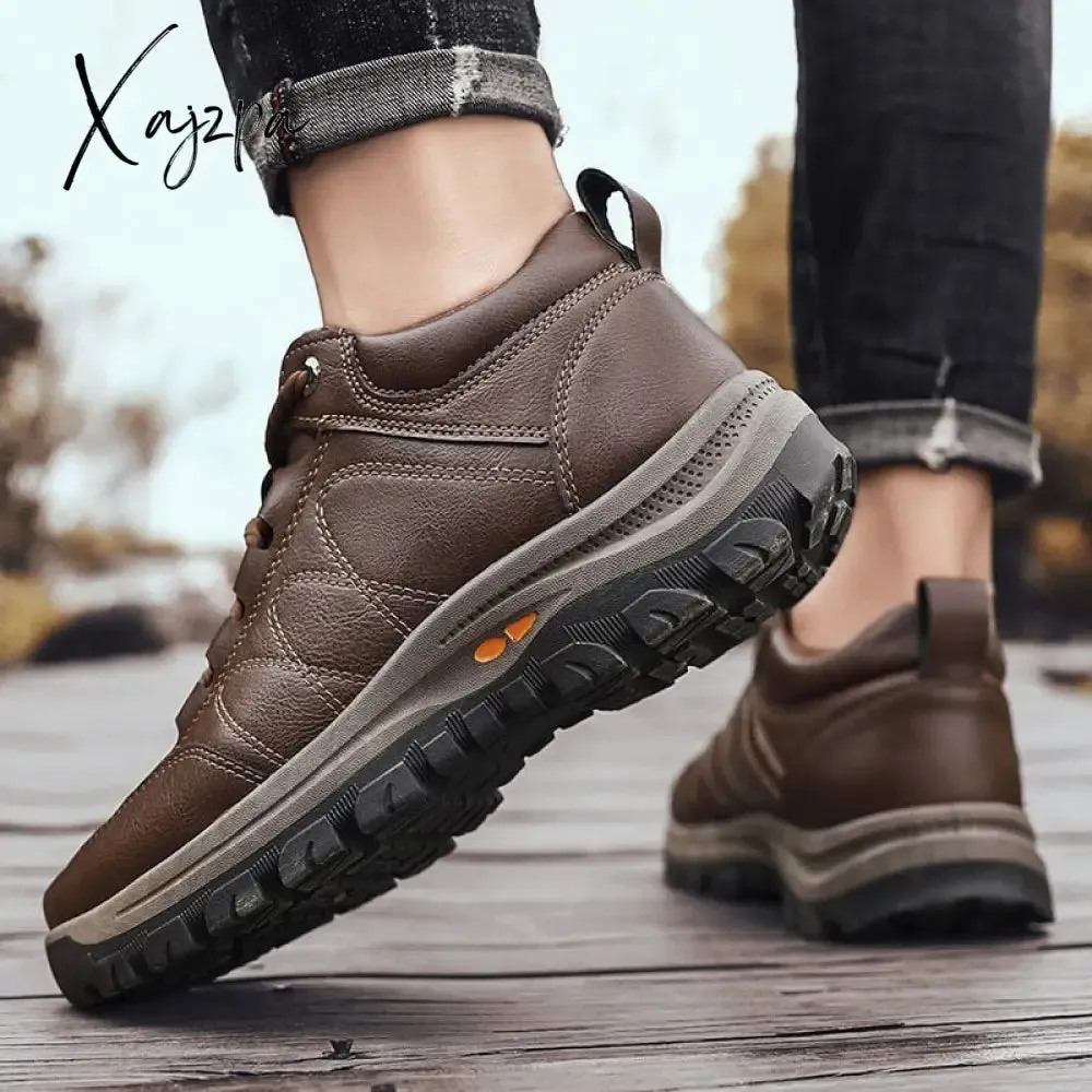Xajzpa - Sneakers Men Winter Warm Platform Shoe Man Safety Shoes Wear-Resistant Outdoor Sports Casual Non Leather Loafers Tênis Masculino